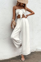 Smocked Tube Top and Wide Leg Pants Set - Guy Christopher 