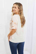 BOMBOM She's Blossoming Floral Contrast Knit Top in Blush - Guy Christopher 