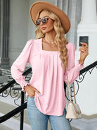 Square Neck Puff Sleeve Blouse - Guy Christopher 