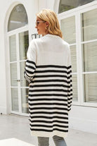 Striped Open Front Longline Cardigan - Guy Christopher 