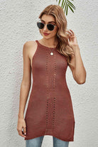 Slit Sleeveless Knit Dress - Guy Christopher 