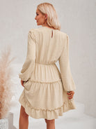 Swiss Dot Lace Trim Balloon Sleeve Dress - Guy Christopher 