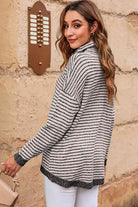 Striped Drop Shoulder Turtleneck Sweater - Guy Christopher 