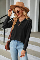 V-Neck Long Sleeve Blouse - Guy Christopher 