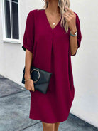 V-Neck Half Sleeve Dress - Guy Christopher 