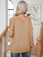 Decorative Button Cold-Shoulder Sweater - Guy Christopher