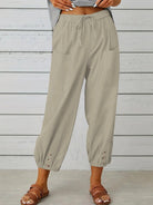 Decorative Button Cropped Pants - Guy Christopher