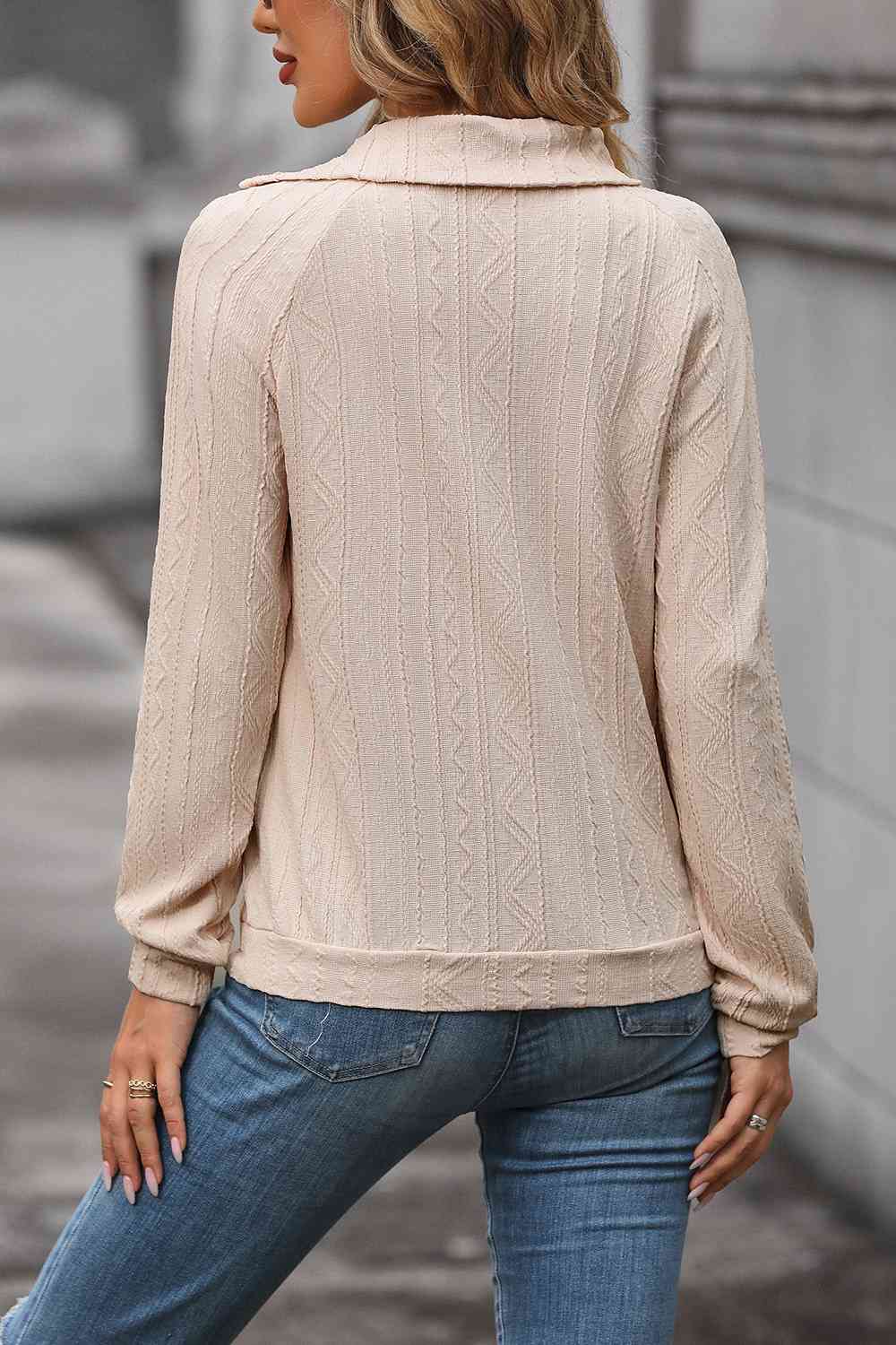 Decorative Button Long Sleeve Top - Guy Christopher