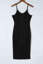 Decorative Button Slit Midi Dress - Guy Christopher