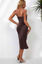 Decorative Button Slit Midi Dress - Guy Christopher