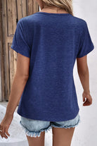 Decorative Button V-Neck Short Sleeve Tee - Guy Christopher