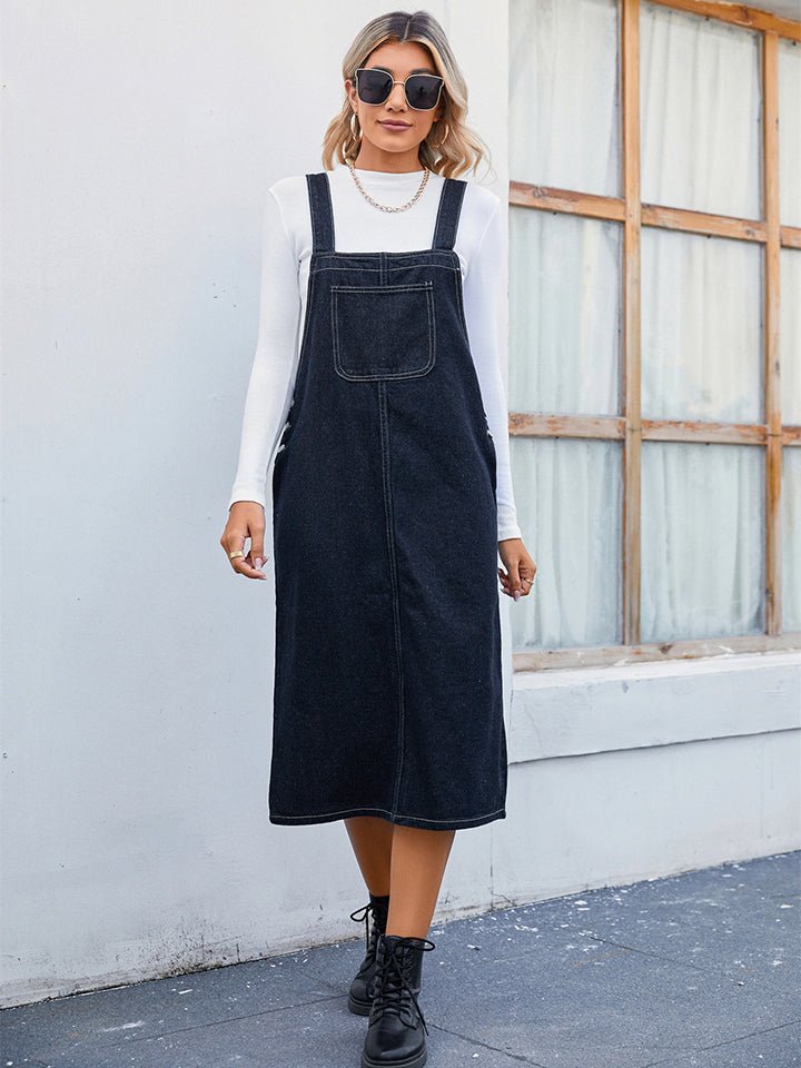 Denim Overall Dress with Pocket - Guy Christopher