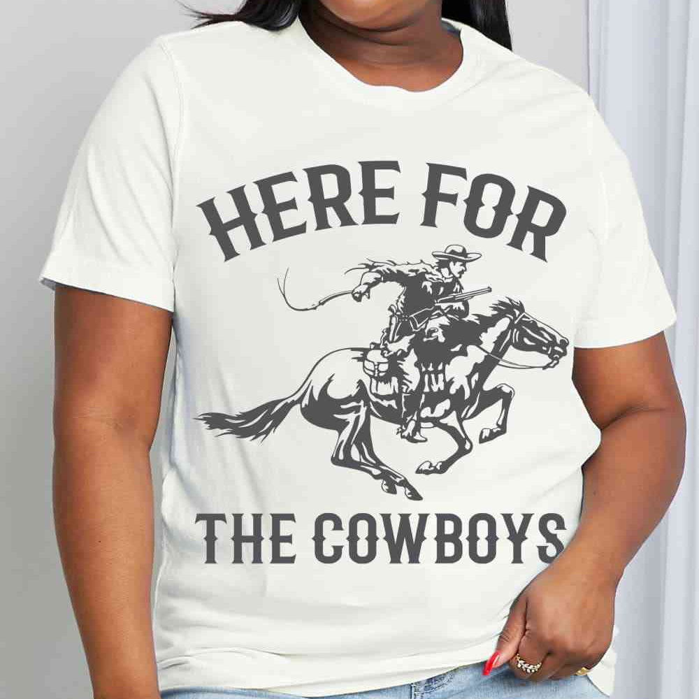 Simply Love Simply Love Full Size HERE FOR THE COWBOYS Graphic Cotton Tee - Guy Christopher 