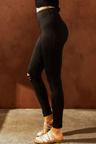 Wide Waistband Distressed Slim Fit Leggings - Guy Christopher 