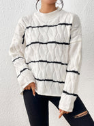 Striped Cable-Knit Sweater - Guy Christopher 