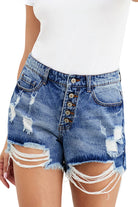 Distressed Button Fly Denim Shorts - Guy Christopher