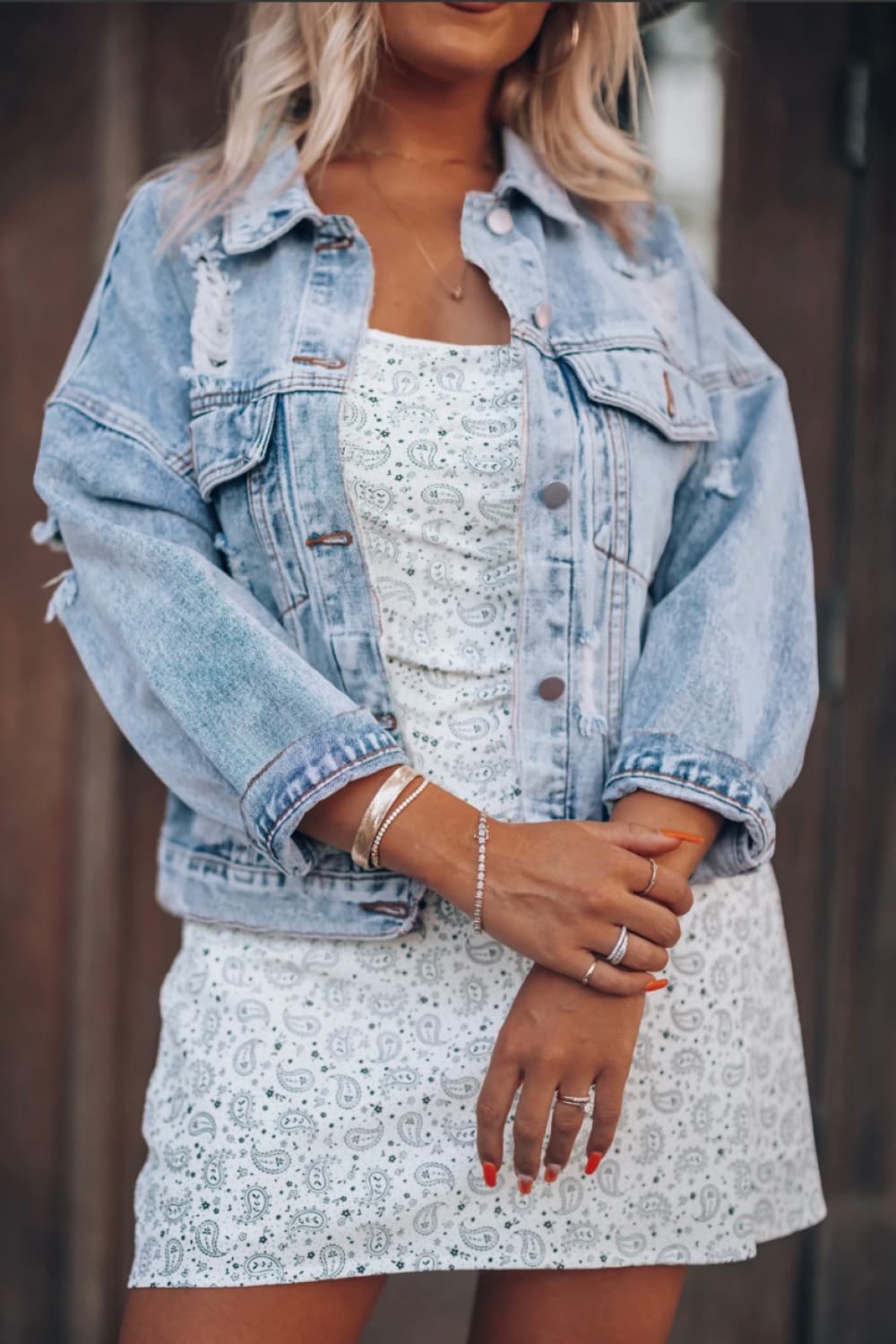 Distressed Drop Shoulder Denim Jacket - Guy Christopher