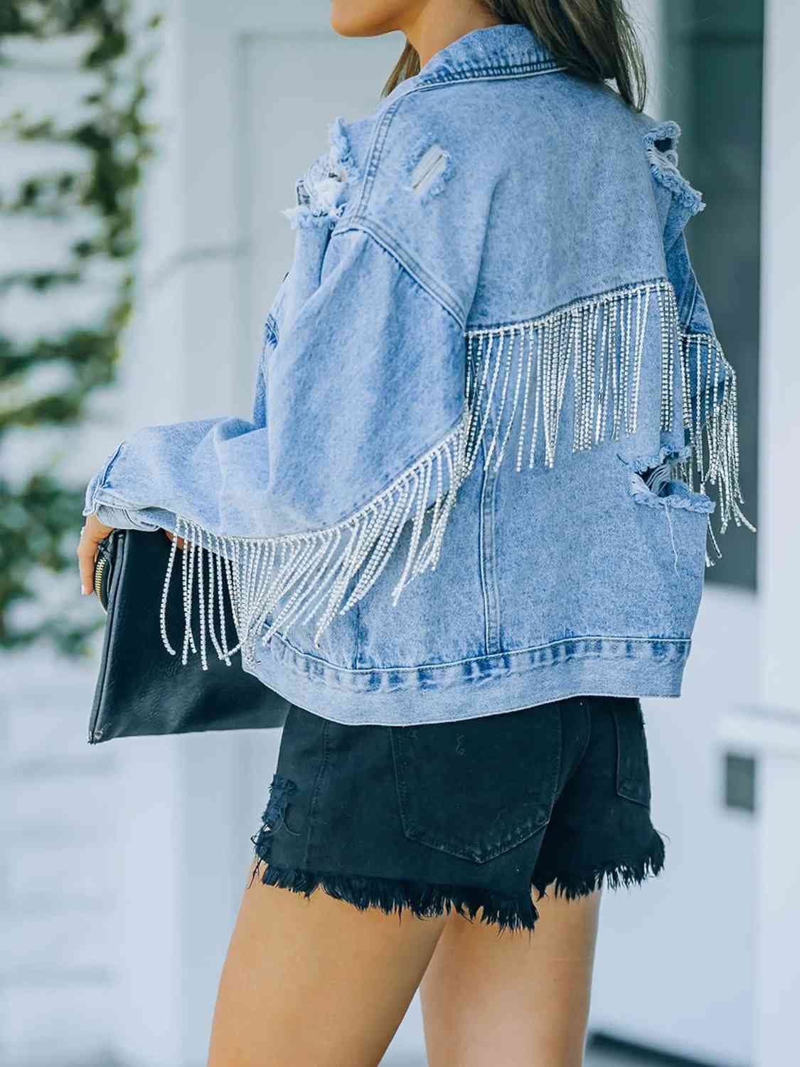 Distressed Fringe Denim Jacket - Guy Christopher