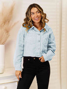 Distressed Fringe Trim Denim Jacket - Guy Christopher