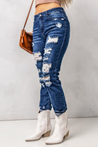 Distressed High Waist Jeans with Pockets - Guy Christopher
