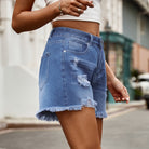 Distressed Raw Hem Denim Shorts - Guy Christopher