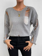 Distressed Round Neck Knit Top - Guy Christopher