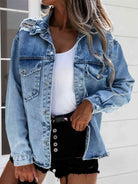 Distressed Snap Down Denim Jacket - Guy Christopher