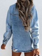 Distressed Snap Down Denim Jacket - Guy Christopher