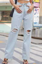 Distressed Straight Leg Jeans with Pockets - Guy Christopher