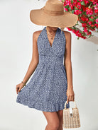 Ditsy Floral Halter Neck Ruffle Hem Dress - Guy Christopher