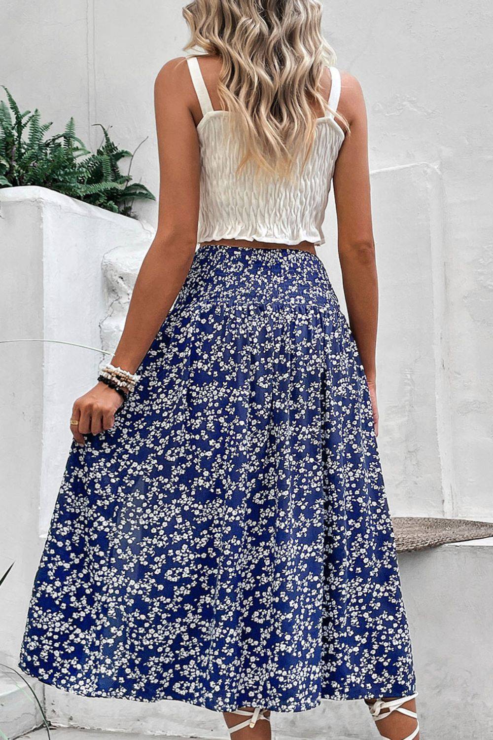 Ditsy Floral Slit High Waist Skirt - Guy Christopher