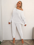 Dolman Sleeve Sweater and Knit Pants Set - Guy Christopher