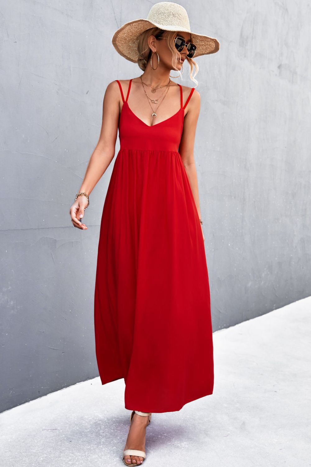 Double Strap Tie Back Dress - Guy Christopher