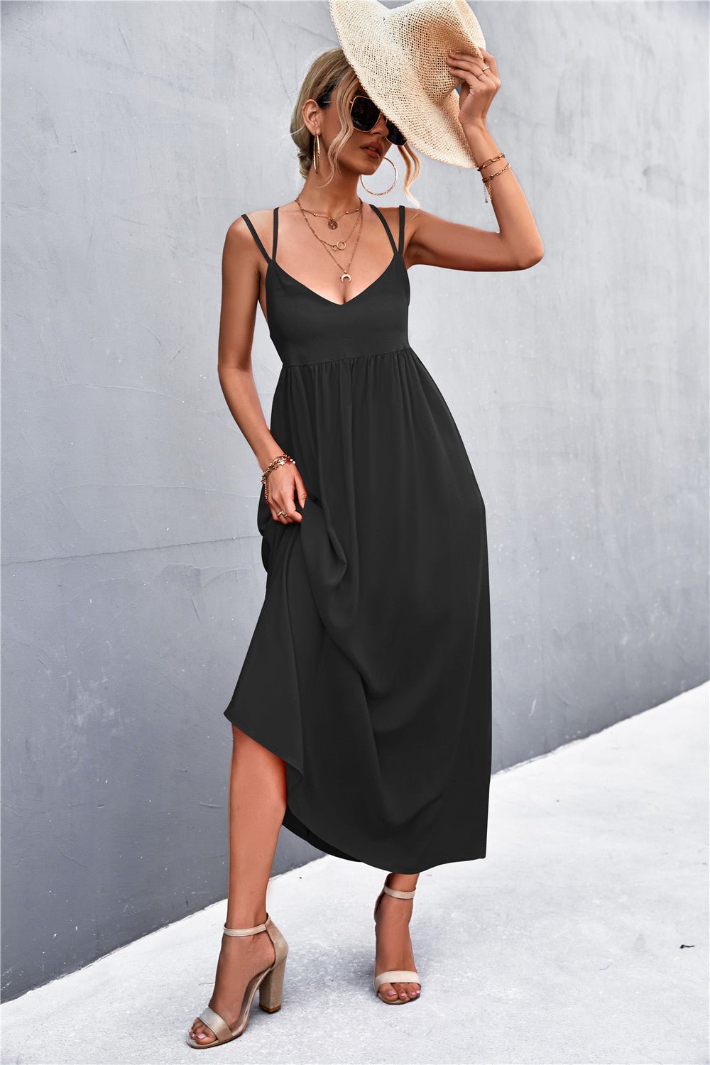 Double Strap Tie Back Dress - Guy Christopher