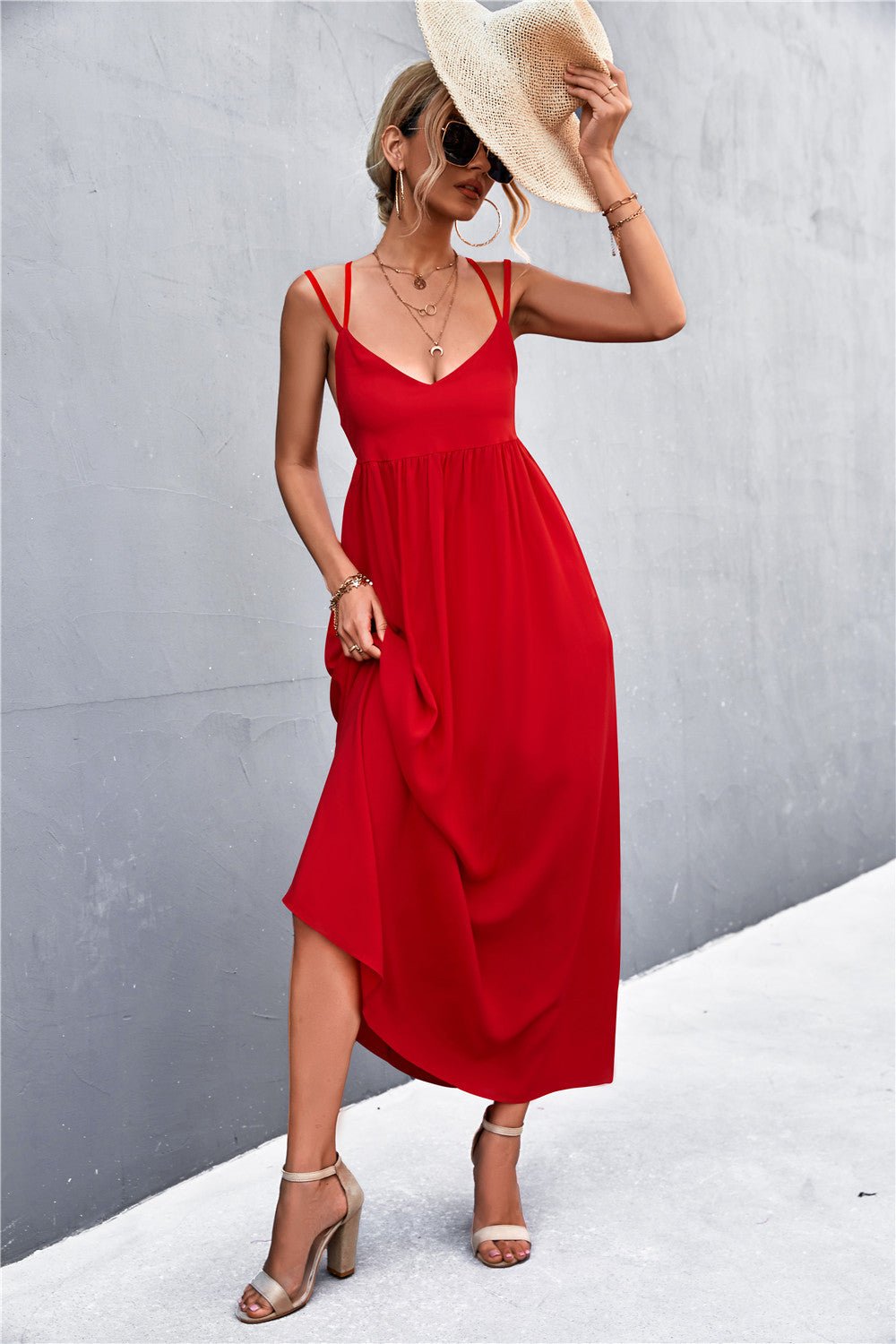 Double Strap Tie Back Dress - Guy Christopher