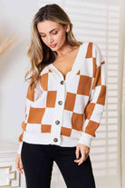 Double Take Button-Up V-Neck Dropped Shoulder Cardigan - Guy Christopher