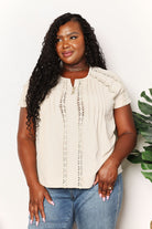 Double Take Crochet Buttoned Short Sleeves Top - Guy Christopher