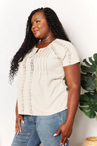 Double Take Crochet Buttoned Short Sleeves Top - Guy Christopher