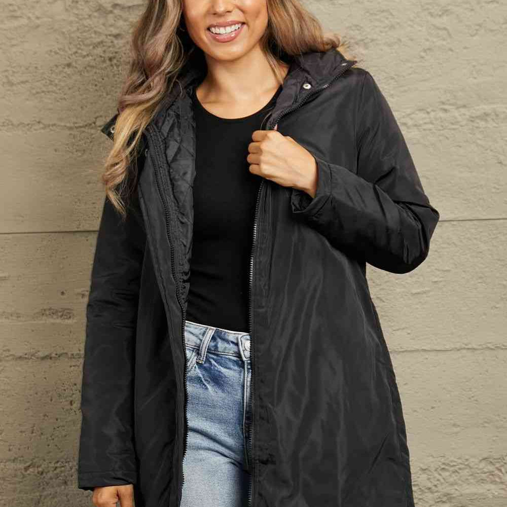 Double Take Faux Fur Trim Hooded Puffer Jacket - Guy Christopher
