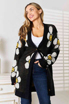 Double Take Floral Button Down Longline Cardigan - Guy Christopher