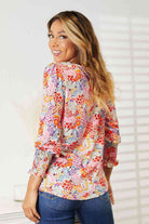 Double Take Floral Print Long Puff Sleeve Blouse - Guy Christopher