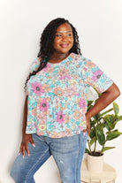 Double Take Floral Round Neck Babydoll Top - Guy Christopher
