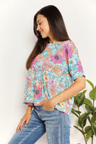 Double Take Floral Round Neck Babydoll Top - Guy Christopher