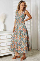 Double Take Floral V-Neck Tiered Sleeveless Dress - Guy Christopher