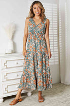 Double Take Floral V-Neck Tiered Sleeveless Dress - Guy Christopher