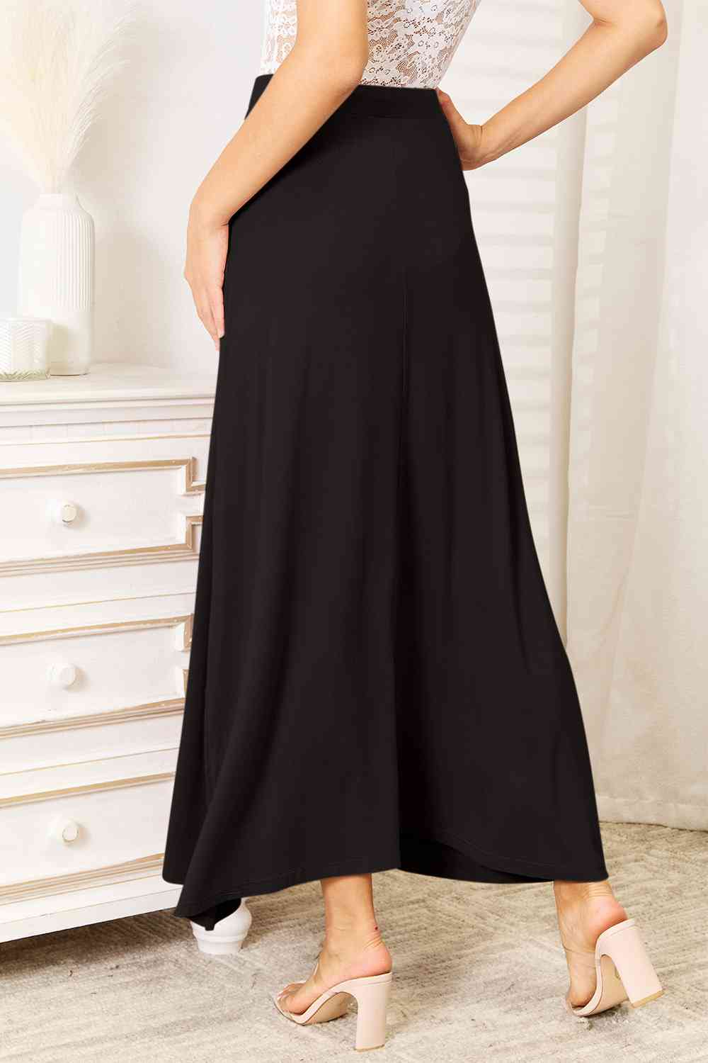 Double Take Full Size Soft Rayon Drawstring Waist Maxi Skirt Rayon - Guy Christopher