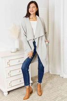 Double Take Open Front Duster Cardigan with Pockets - Guy Christopher