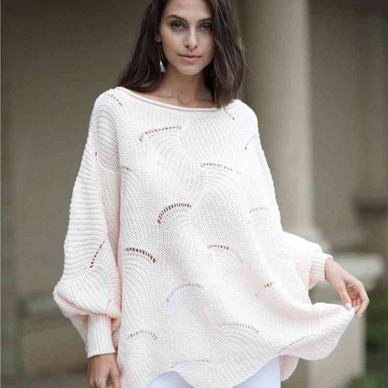 Double Take Openwork Boat Neck Sweater with Scalloped Hem - Guy Christopher