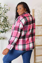 Double Take Plaid Button Up Collared Neck Jacket - Guy Christopher