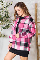 Double Take Plaid Button Up Collared Neck Jacket - Guy Christopher